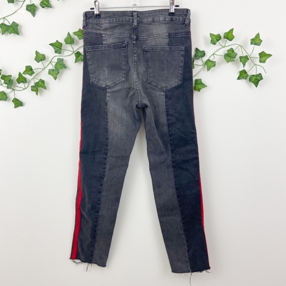 MNG Mango black red side stripe skinny jeans Sz 2 - Picture 2 of 4